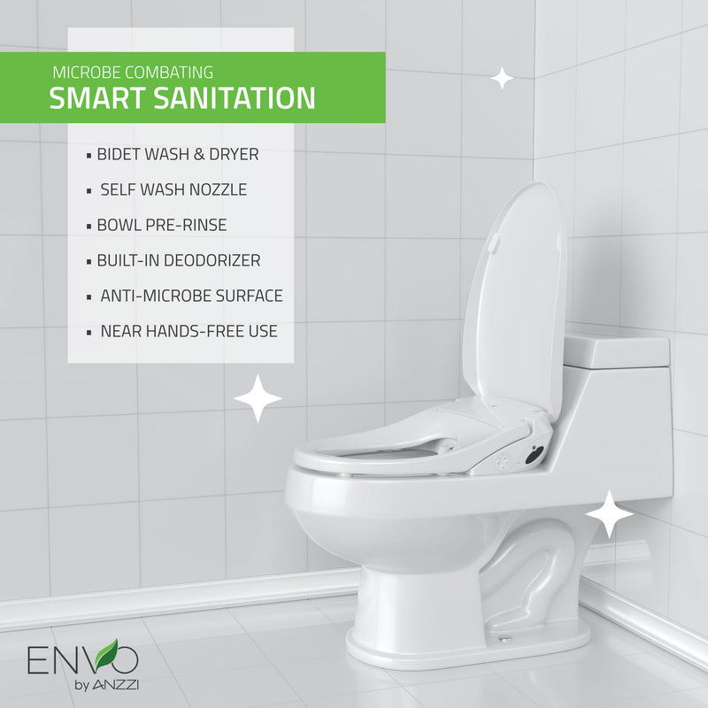 ANZZI Dive Smart Electric Bidet Toilet Seat, Elongated, with Remote Control, Heated Seat, and Deodorizer